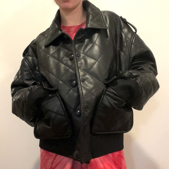 Quilted Puffer Leather Jacket - Picture 3 of 7